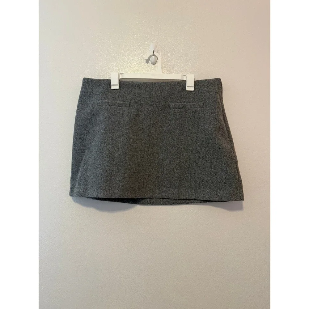 A New Day Womens Gray Wool Blend Mini Skirt Size 16 NWT A-Line Side Zip Pocket